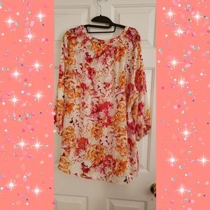 🌷🌷Summer Botanical Print 3/4 Sleeve Blouse